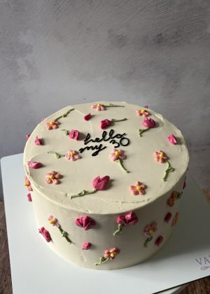 Pastel Flores Dibujadas